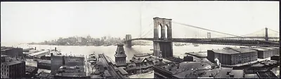 Panoramic view of Manhattan skyline with Brooklyn Bridge