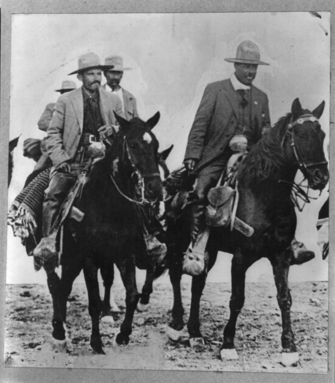 Villa, accompanied by Gen. Rodriguez, starting out on the charge that precipitated the great fight, c1913 Dec. 4. — historic photograph