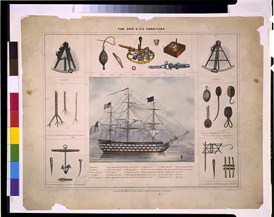 The ship & its furniture / On stone by L. Brechemin ; P.S. Duval, lith., Phila.