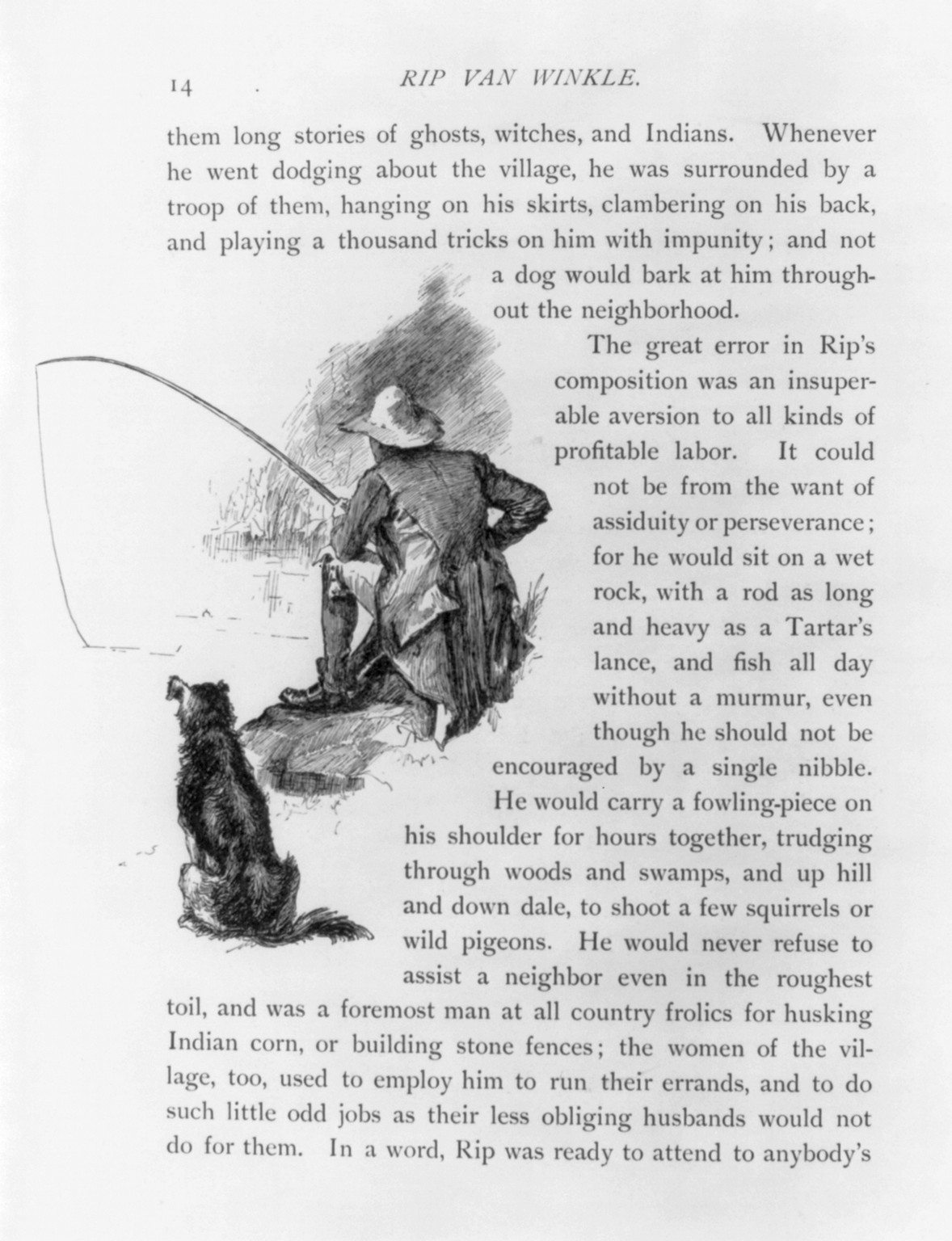 [Rip and dog fishing] — historic print