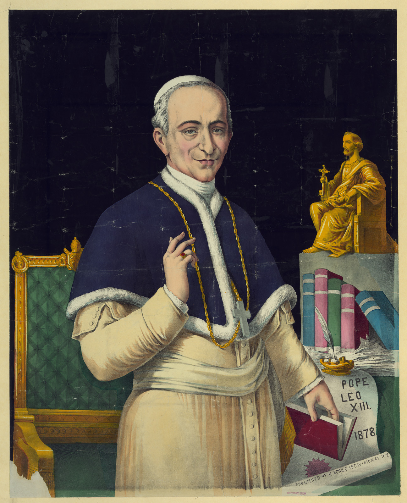 Pope Leo XIII color print portrait, 1878 — historic print