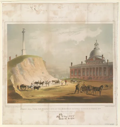 Old Boston. Beacon Hill from the present site of the reservoir between Hancock & Temple Sts.