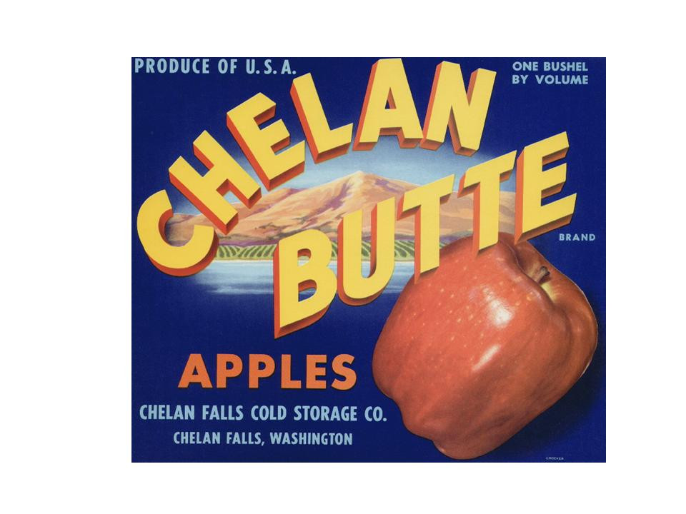 Chelan Butte Apples crate label, Chelan Falls, Washington — historic image