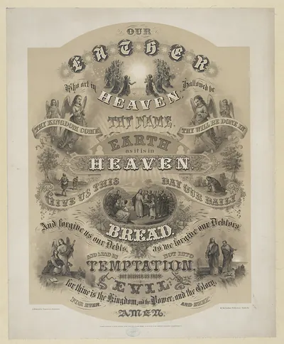 Our Father: The Lord's Prayer in ornate decorative lettering
