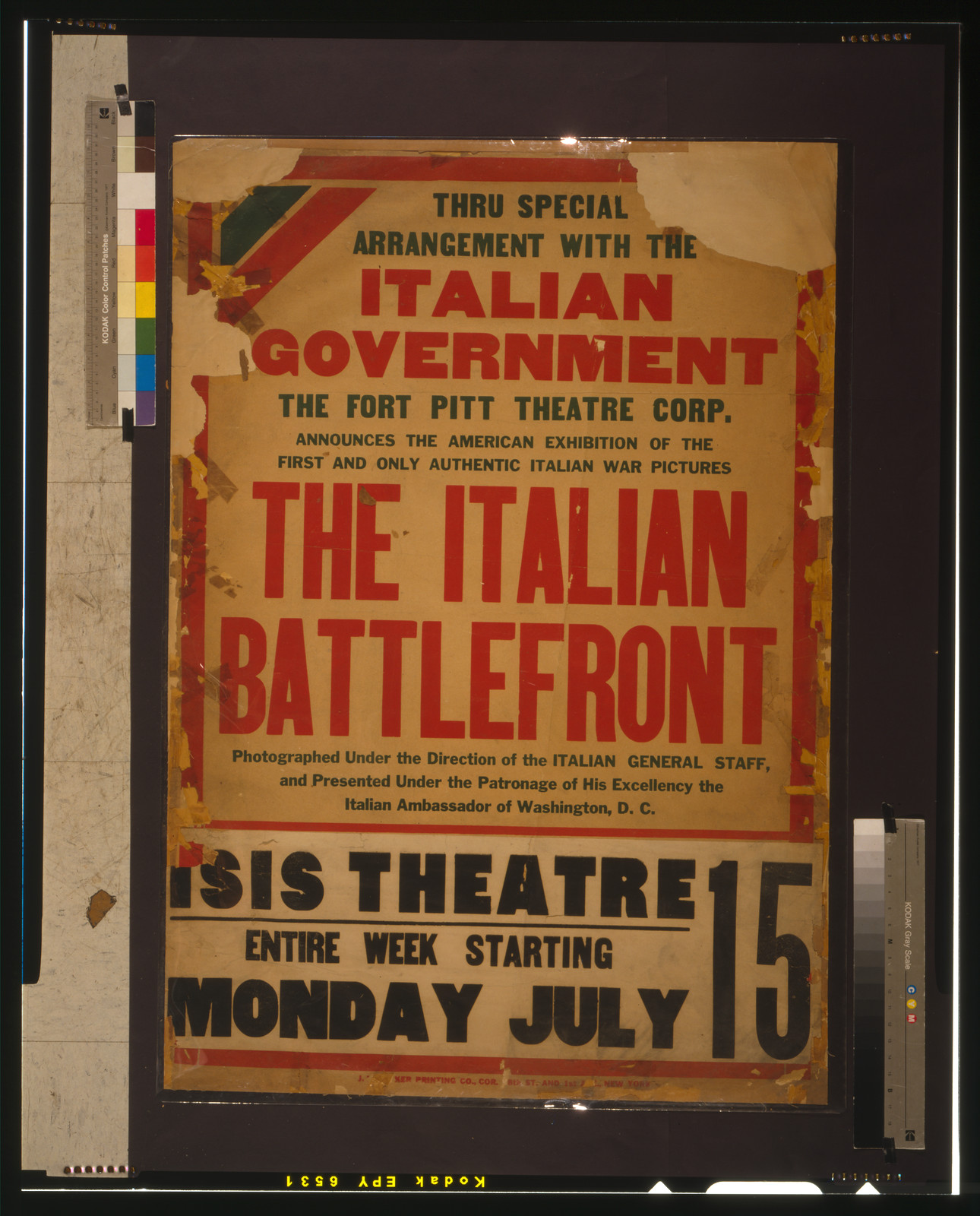 Thru special arrangement with the Italian government [...] the Italian battlefront, [1918] — vintage poster