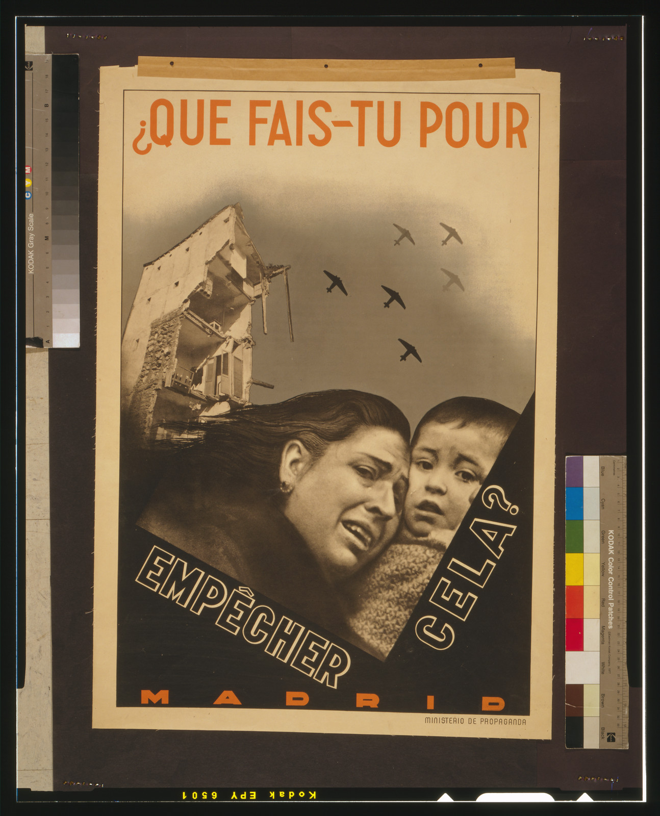 Que fais-tu pour empecher cela?, Madrid : Junta Delegada de Defensa de Madrid, Ministerio de Propaganda, [between 1936 and 1939] — vintage poster