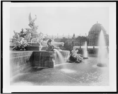[Fountain Coutan looking toward the Palace of Liberal Arts, Paris Exposition, 1889]