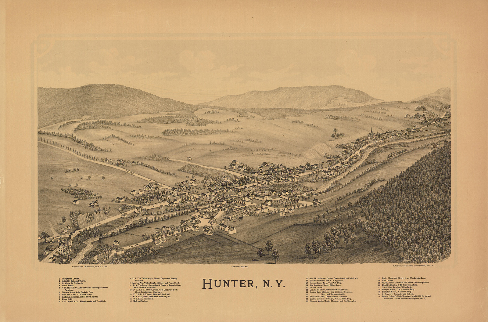 Hunter, New York, 1890, 1890 — antique map