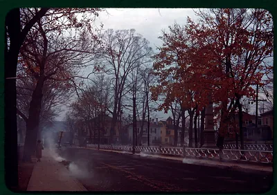 Burning The Autumn Leaves In Norwich, Connecticut