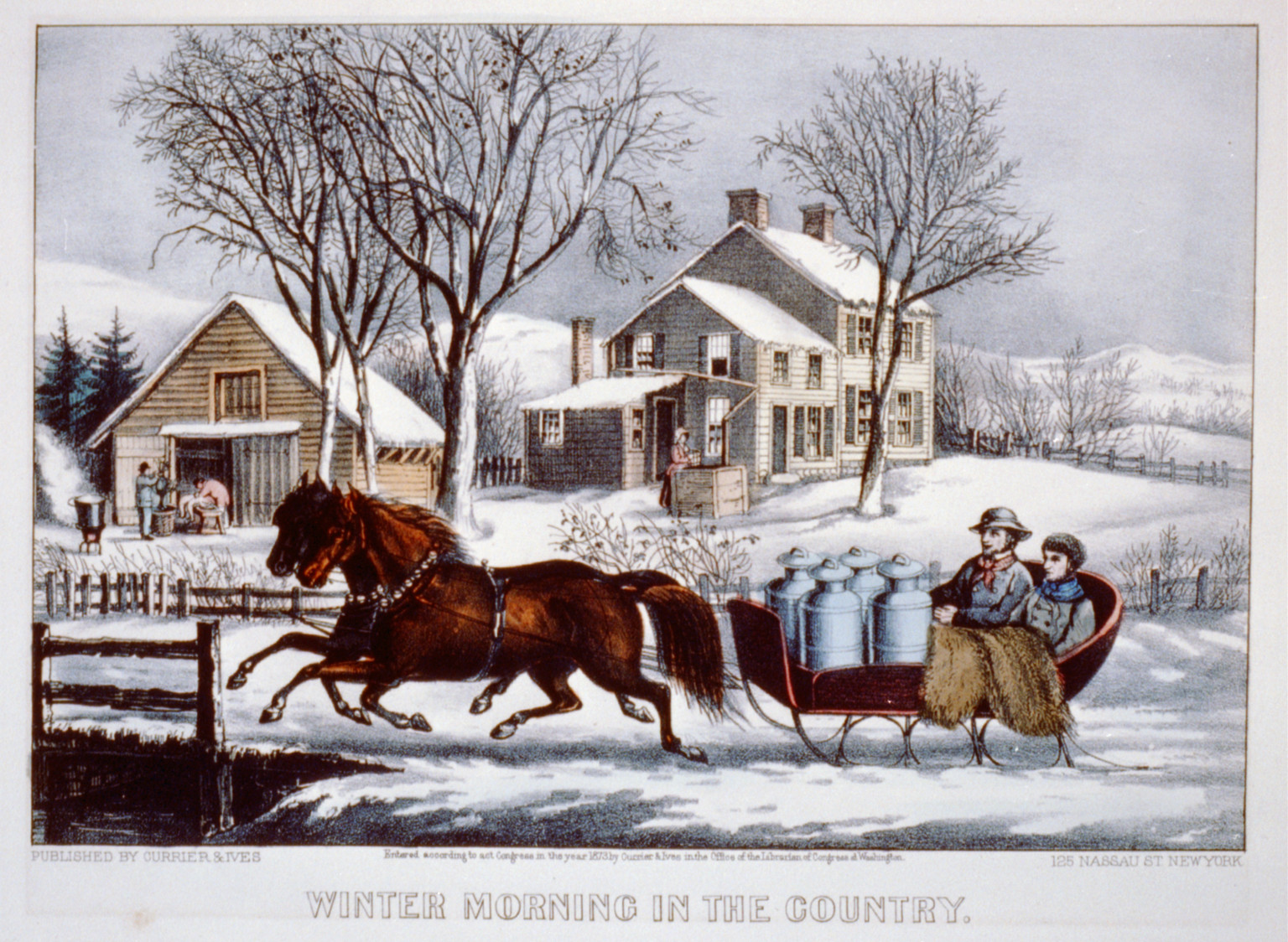 Winter morning in the country, New York : Published by Currier & Ives, c1873. — antique lithograph