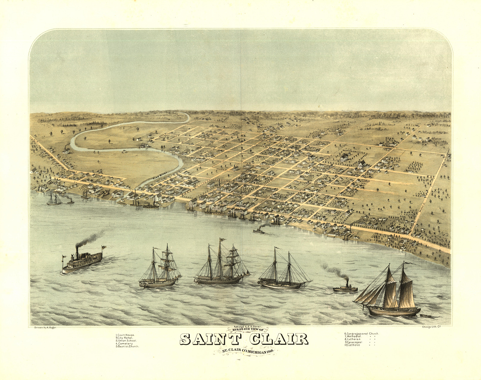 Saint Clair, Michigan, 1868, 1868 — antique map