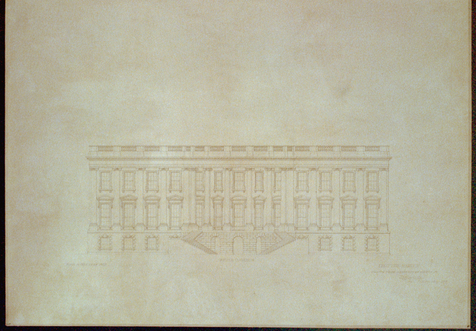 [The White House (Executive Mansion") D.C. South elevation measured drawing]", ADE - UNIT 2594, no. 8 (D size) [P&P]Check for an online group record (may link to related items) — historic drawing