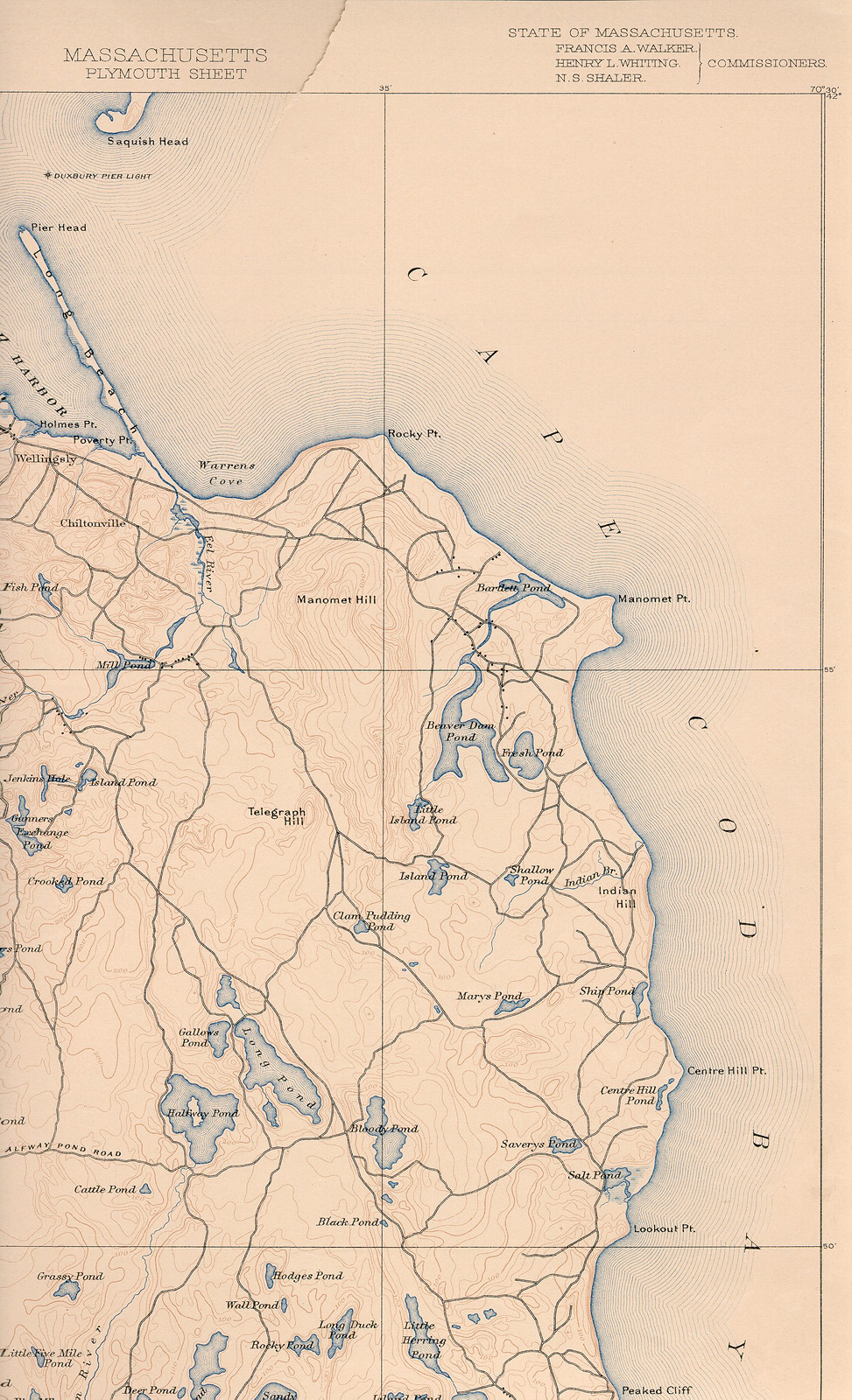 plym 89 ne, Massachusetts — antique map