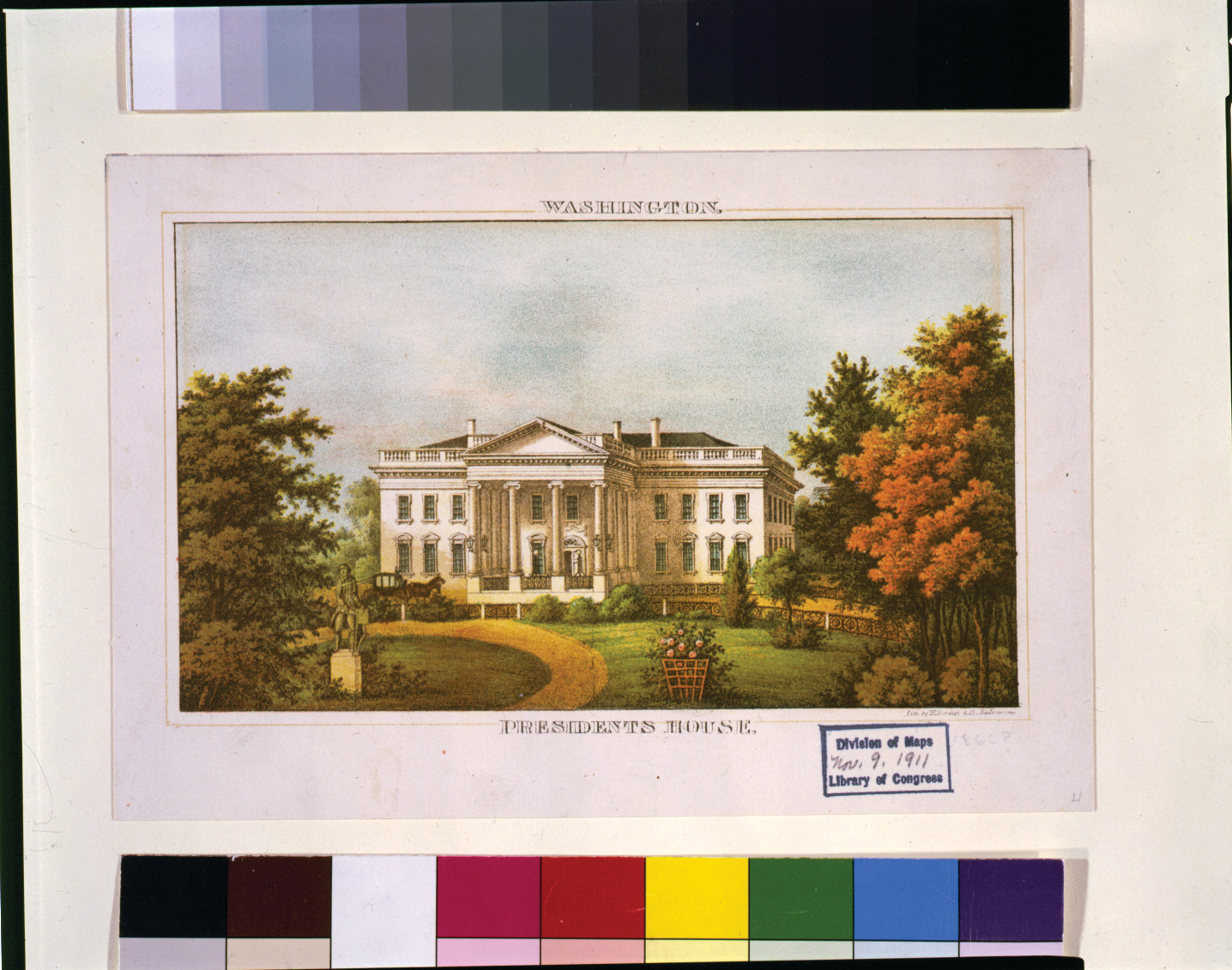 Washington presidents house / lith by E. Sachse & Co. Baltimore., Baltimore : E. Sachse & Co., [1860-1870] — antique lithograph
