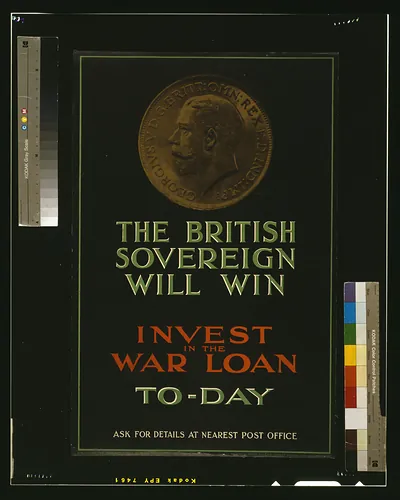 The British sovereign will win. Invest in the war loan to-day / printed by David Allen & Sons Ld. Harrow, Middlesex.