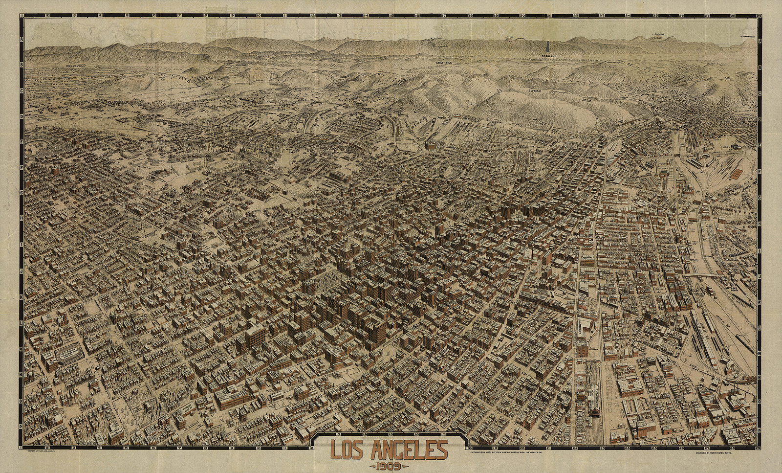 Los Angeles, California, 1909, 1909 — antique map