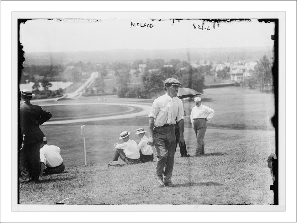 McLeod, with others on golf couse, 1909 — historic photograph