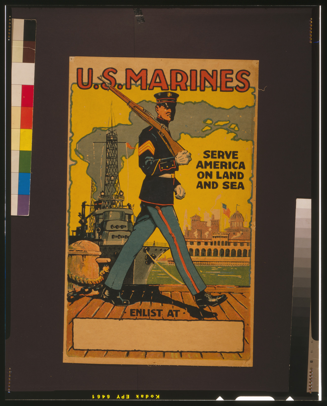 U.S. Marines - serve America on land and sea, [between 1914 and 1918] — vintage poster
