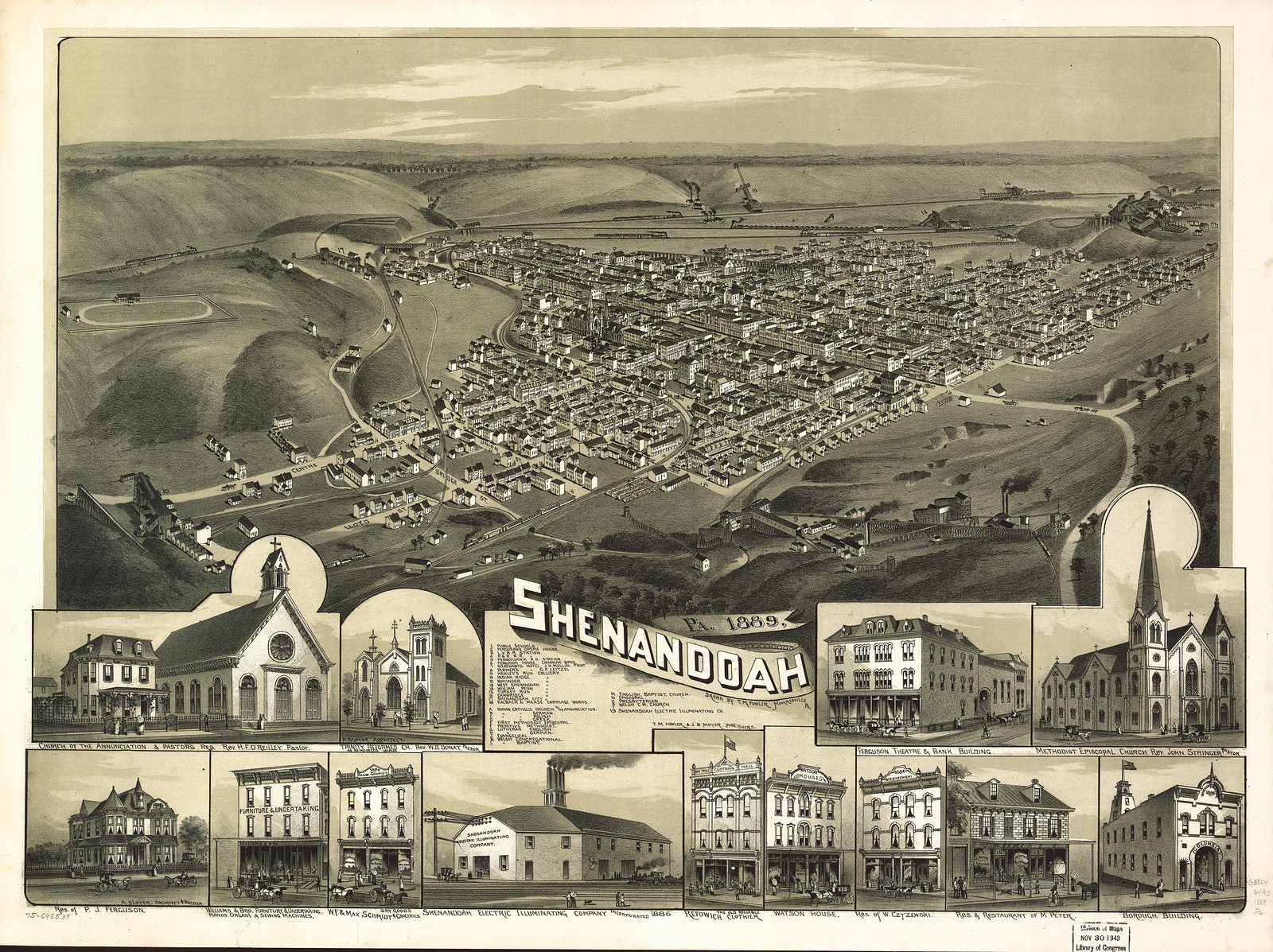 Shenendoah, Pennsylvania, 1889, 1889 — antique map