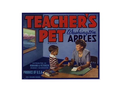 Teacher's Pet Washington Apples crate label