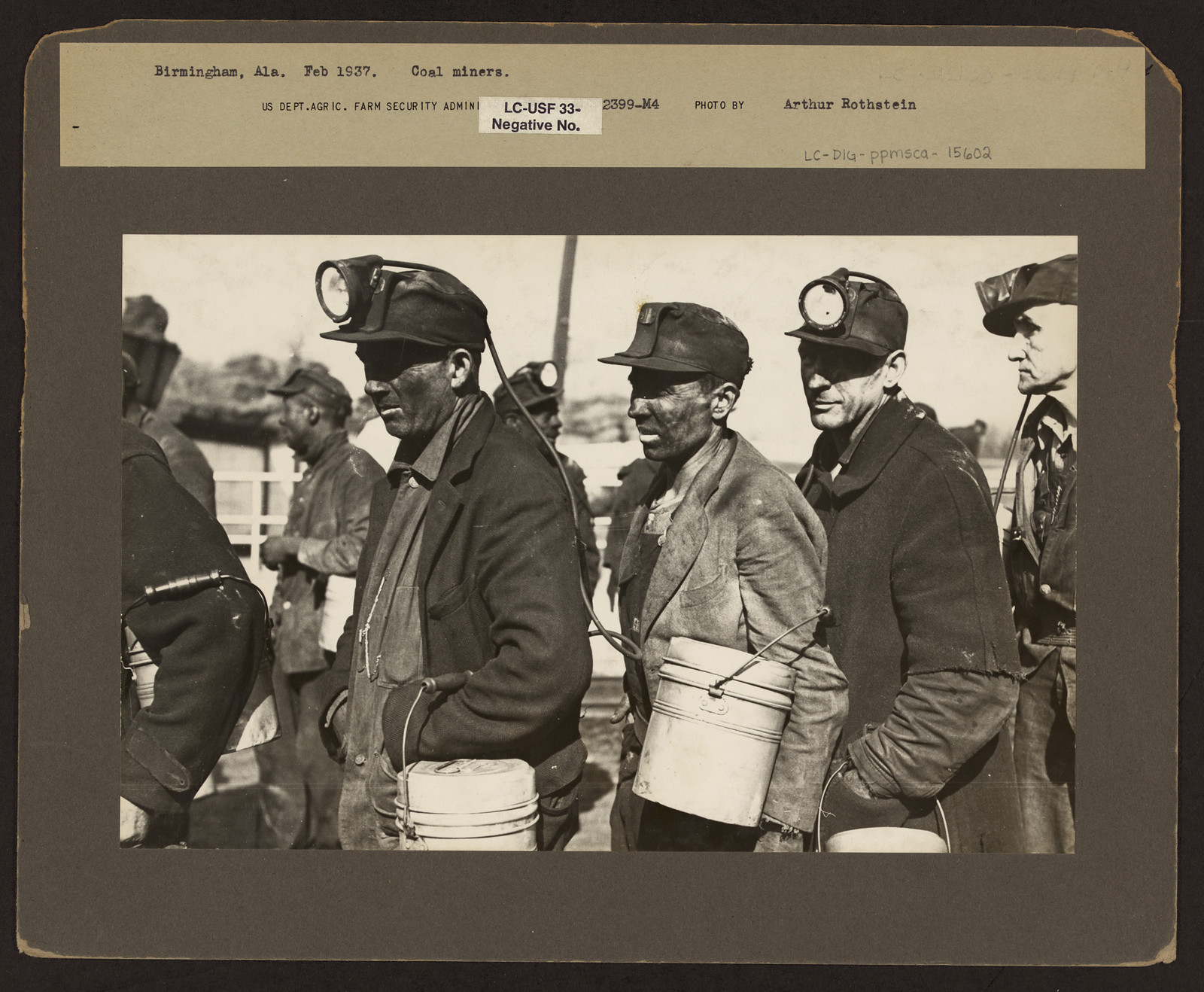 Coal miners at Birmingham, Alabama, February 1937 — historic image