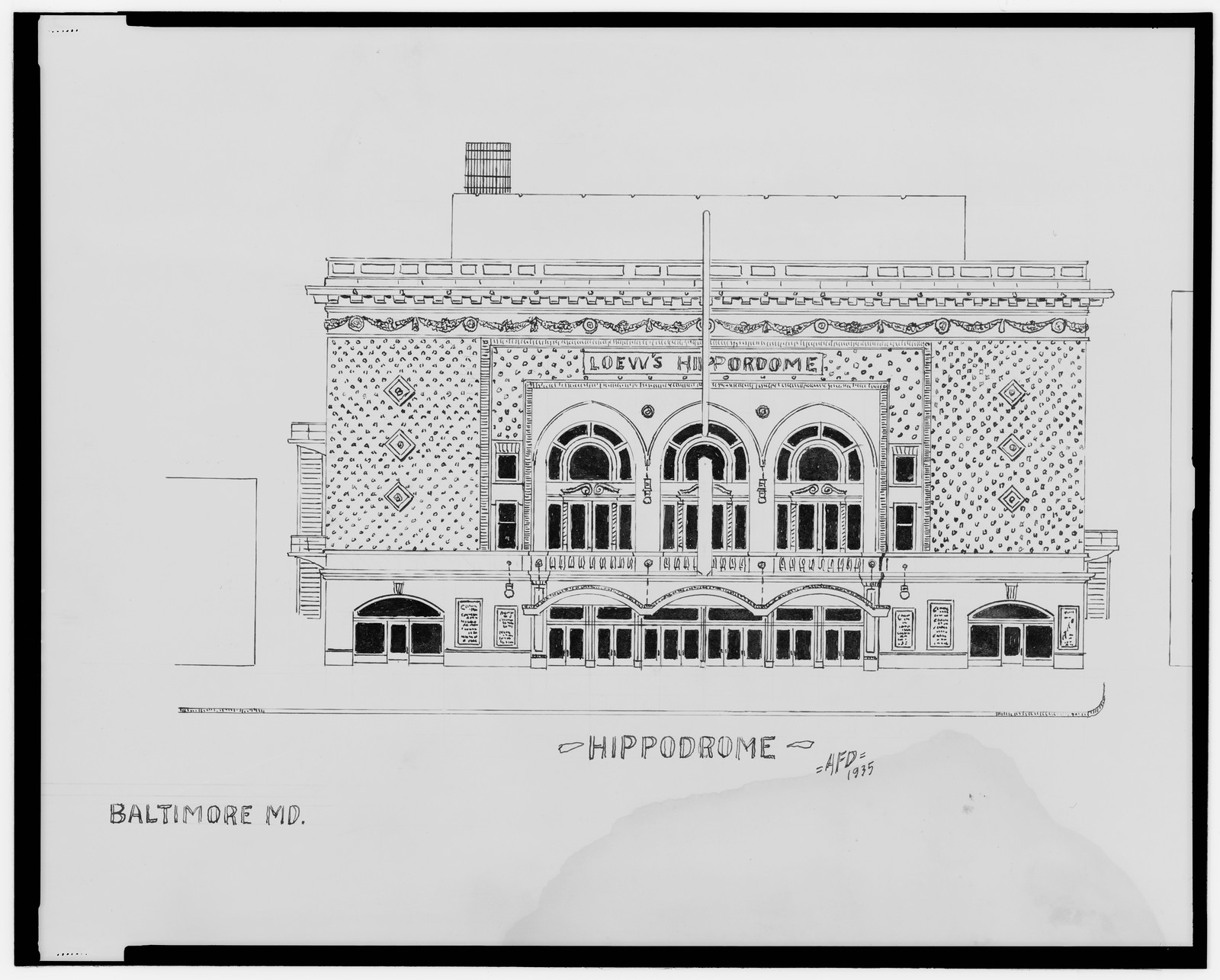 [Hippodrome (Loew's Hippodrome), Baltimore, Maryland] / AFD 1935., And Engineering (ADE) Drawings — vintage poster