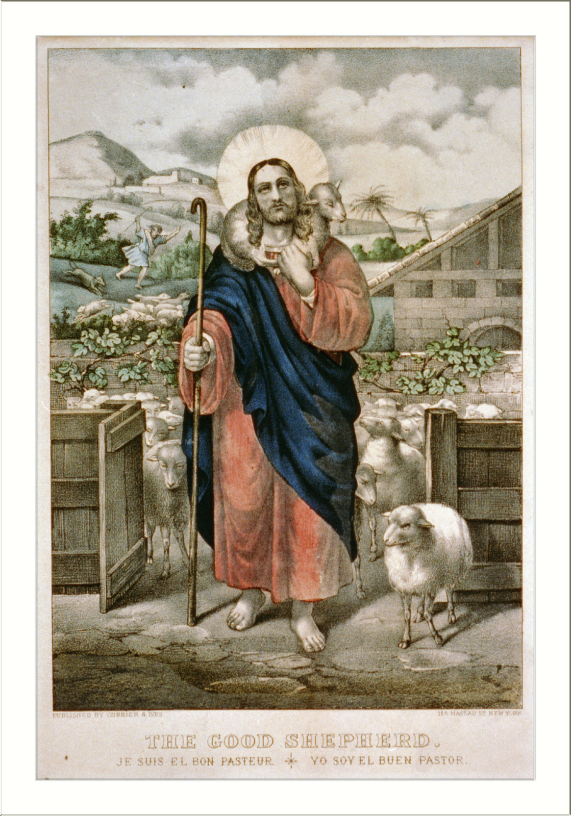 Good shepherd Je suis el bon pasteur = Yo soy el buen pastor., New York : Published by Currier & Ives, [between 1856 and 1907] — antique lithograph