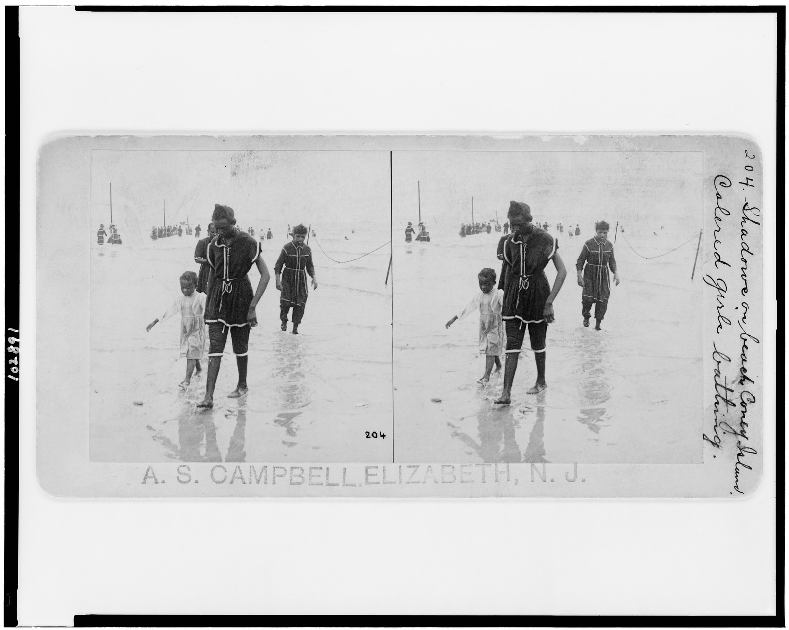 Shadows on beach Coney Island--colored girls bathing, 1896 — historic photograph