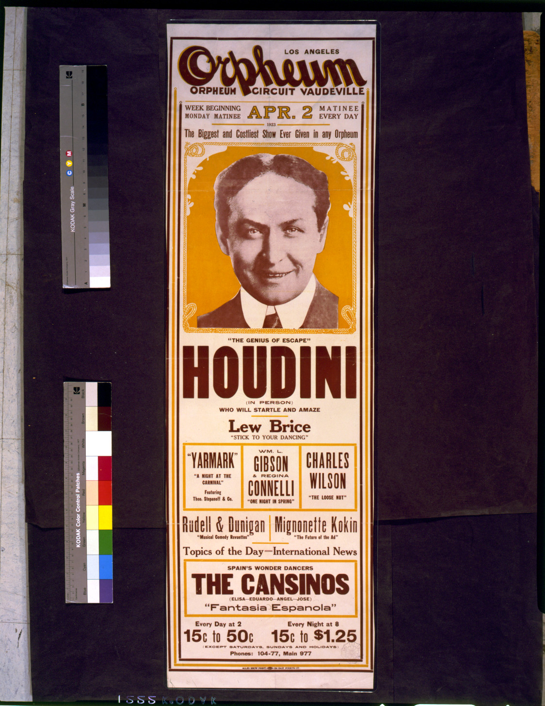 Houdini The Genius of Escape Orpheum vaudeville poster — vintage poster