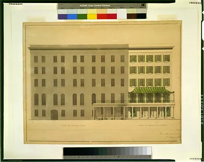 [Hotel for Azariah Fuller, (Kirkwood House), Pennsylvania Avenue and 12th Street, N.W., Washington, D.C. 12th St. and Pennsylvania Ave. elevations]