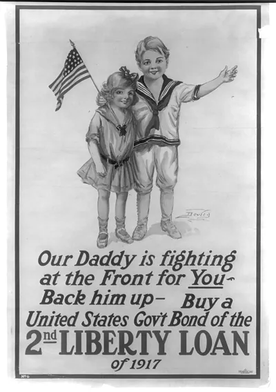 Our daddy is fighting at the front for you - Back him up - Buy a United States Govt Bond of the 2nd Liberty Loan of 1917 / Dewey The T.F. Moore Co. New York.