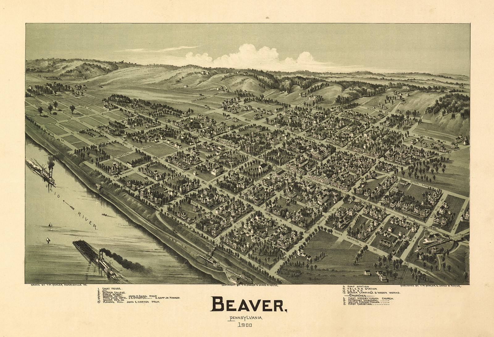 Beaver, Pennsylvania, 1900, 1900 — antique map