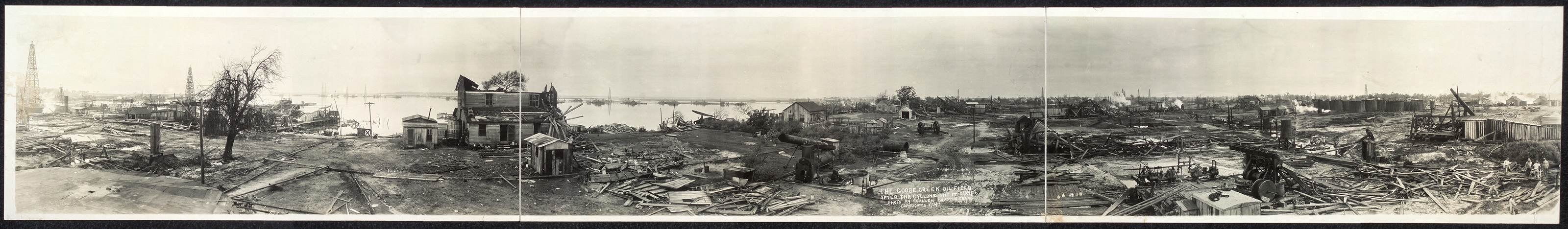 Goose Creek Oil Field after cyclone 5-24-19, Texas, 1919 — historic image
