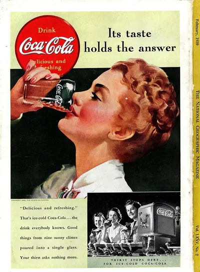 Coca-Cola magazine advertisement: Its taste holds the answer
