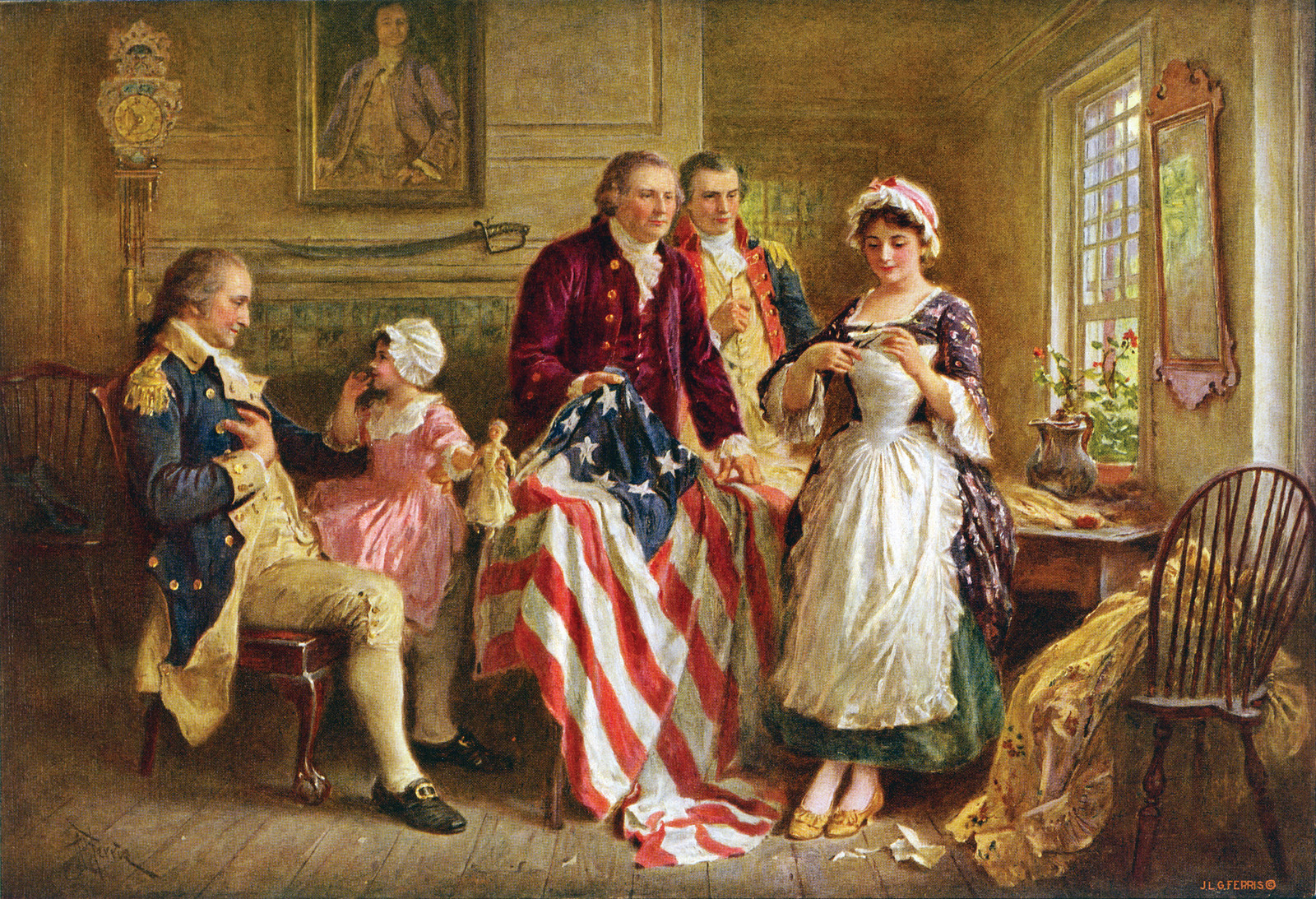 Betsy Ross, 1777, 1932 — historic print