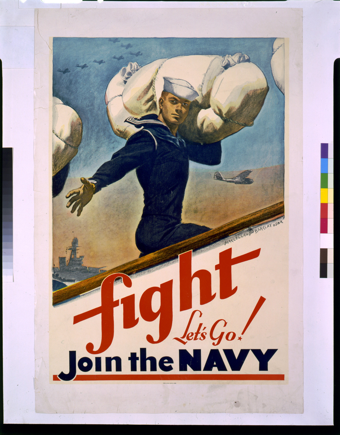Fight, let's go! Join the Navy / McClelland Barclay, USNR., [1942] — vintage poster