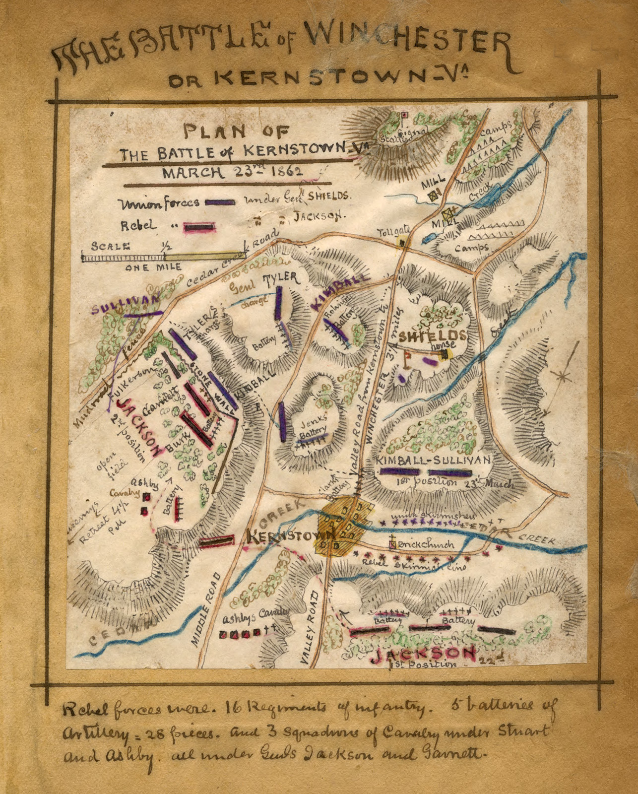 vhs00077Plan of the Battle of Kernstown, Va. March 23rd, 1862 — historic image