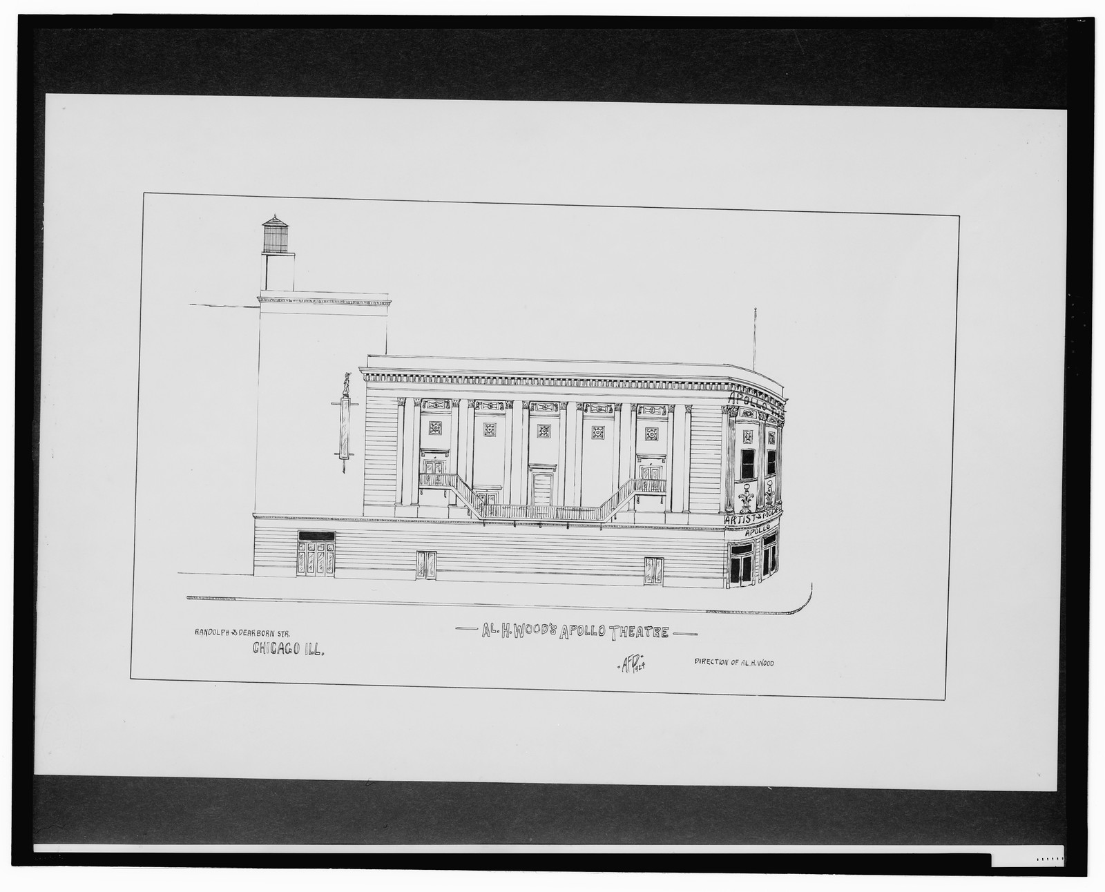 [Al H. Wood's Apollo Theatre, Randolph St. and Dearborn St., Chicago, Illinois] / AFD 1924., And Engineering (ADE) Drawings — vintage poster