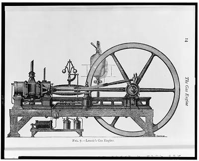 [A three-horsepower internal combustion engine that ran on coal gas]