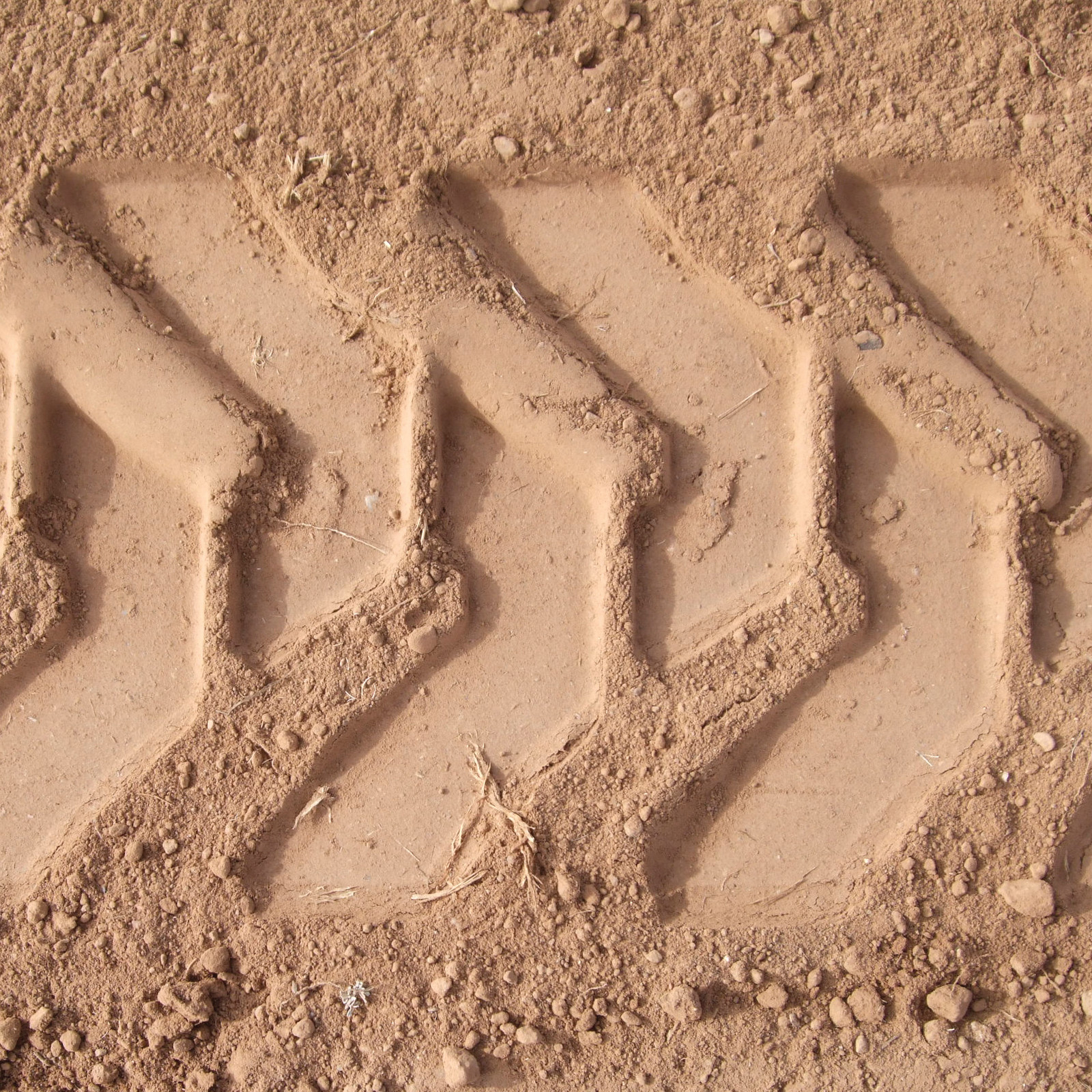 Tire tread marks pressed into sandy dirt — historic image