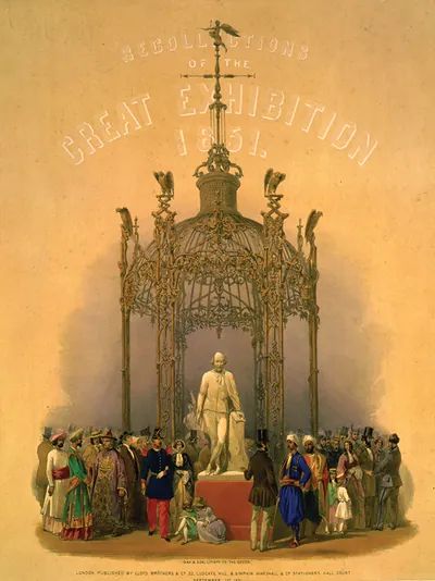 [Crowd around statue of William Shakespeare at the Great Exhibition, London, England] / Day & Son, lithrs. to the Queen.