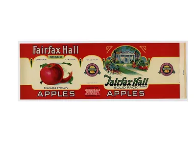 Fairfax Hall Brand Solid Pack Apples crate label