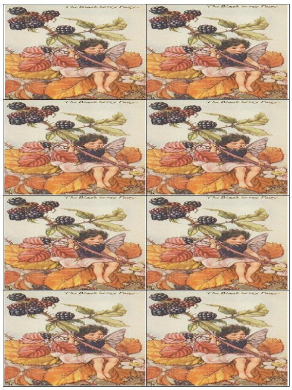 The Blackberry Fairy, eight repeated illustrations on one sheet — historic image