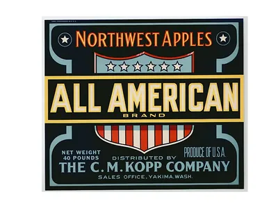 All American Brand Northwest Apples crate label