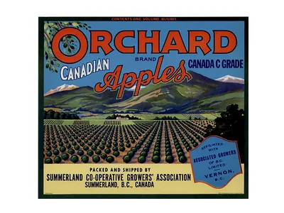 Orchard Canadian Apples crate label, Summerland, B.C.