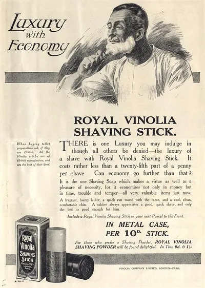 Royal Vinolia shaving stick advertisement, Luxury with Economy