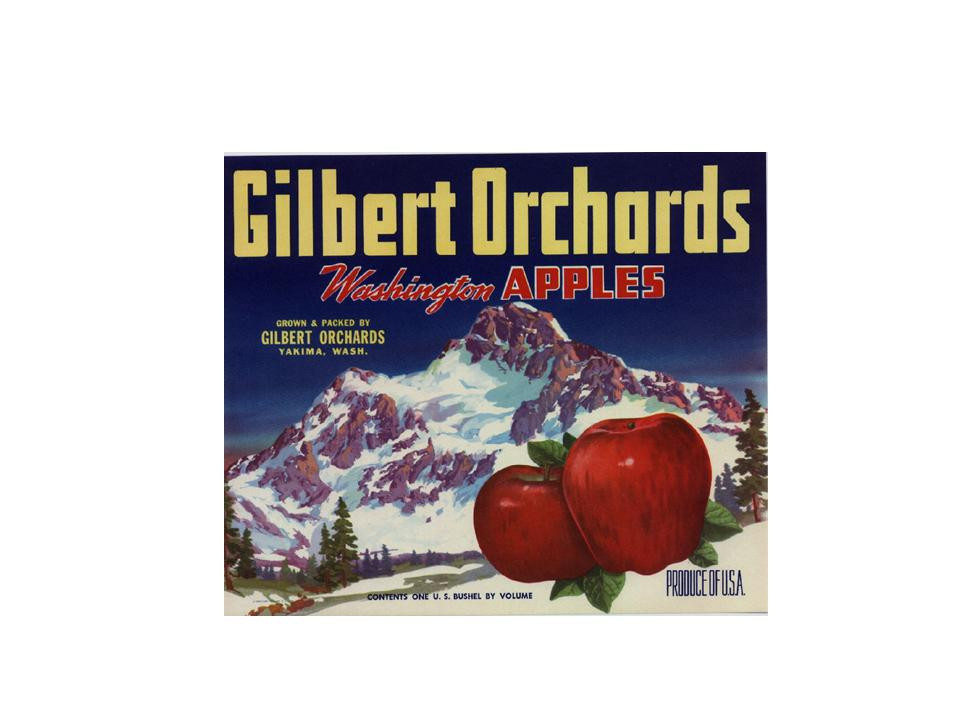 Gilbert Orchards Washington Apples crate label — historic image