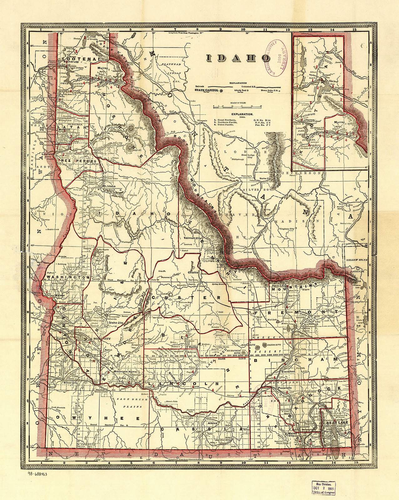 Idaho, Idaho — antique map
