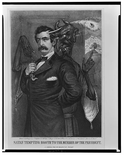 Satan tempting Booth to the murder of the President