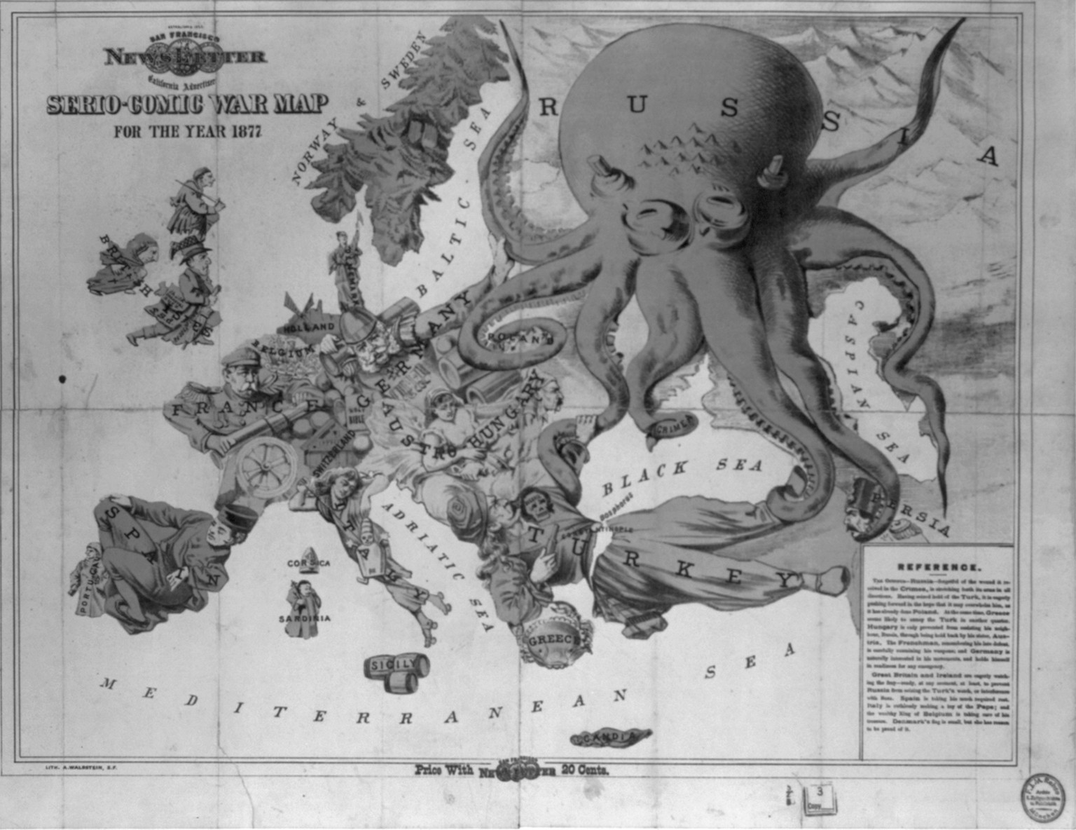 ...Serio-comic war map for the year 1877, [no date recorded on shelflist card] — antique map
